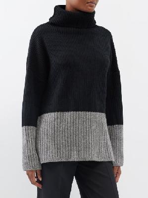 Joseph - Colour-block Cashmere And Wool-blend Sweater - Womens - Black Grey - M