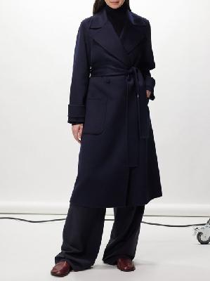 Joseph - Arline Belted Double-faced Wool-blend Coat - Womens - Navy - 38 FR