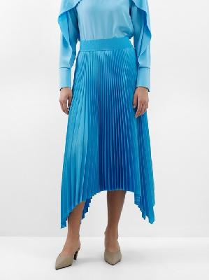 Joseph - Ade Pleated Satin Midi Skirt - Womens - Blue - 32 FR