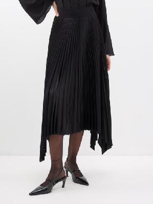 Joseph - Ade Asymmetric Plissé-satin Skirt - Womens - Black - 32 FR
