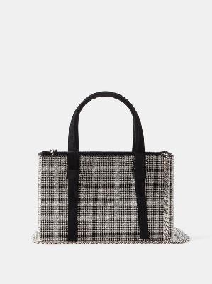 Kara - Bow-strap Midi Crystal-embellished Clutch Bag - Womens - Silver Black - ONE SIZE