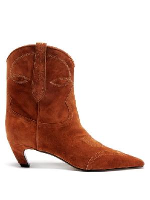 Khaite - Dallas Suede Point-toe Boots - Womens - Brown - 36 EU/IT