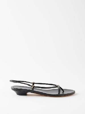 Khaite - Marion Leather Flat Sandals - Womens - Black - 37 EU/IT