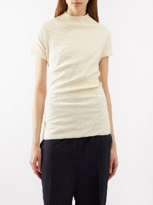 Khaite - Helene Panelled Ribbed-knit Cotton-blend Top - Womens - Ivory - M