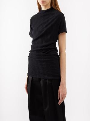 Khaite - Helene Panelled Ribbed-knit Cotton-blend Top - Womens - Black - M