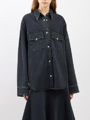 Khaite - Jinn Denim Oversized Shirt - Womens - Black - 10 US