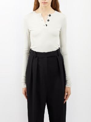 Khaite - Janelle Buttoned Jersey Bodysuit - Womens - White - M