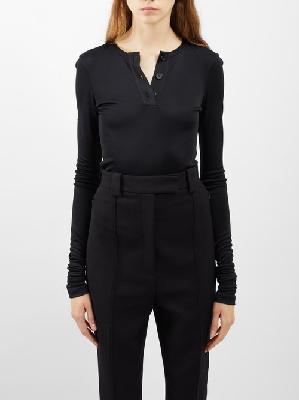 Khaite - Janelle Buttoned Jersey Bodysuit - Womens - Black - M