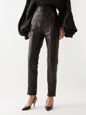 Khaite - Lenn High-rise Leather Trousers - Womens - Black - 2 US