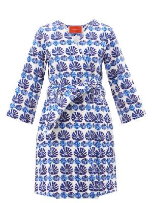 La DoubleJ - Shell-print Cotton-terry Cover-up - Womens - Blue White - S