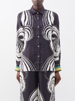 La DoubleJ - Iconic Boy Printed-twill Shirt - Womens - Black Multi - S