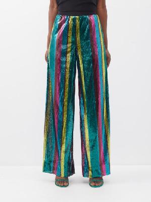 La DoubleJ - Holiday Striped Sequinned Wide-leg Trousers - Womens - Rainbow - M