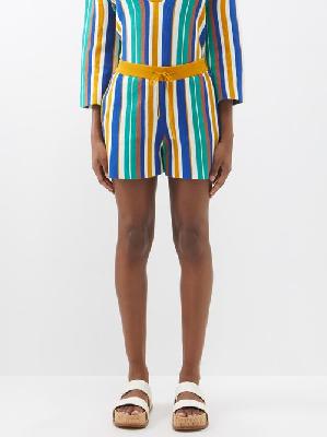 La DoubleJ - Bay Striped Ribbed-cotton Shorts - Womens - Multi Stripe - L