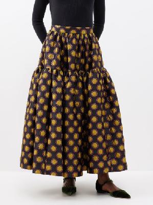 La DoubleJ - Oscar Winter Sun-jacquard Satin Skirt - Womens - Black Multi - M