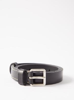 Lemaire - Topstitched Leather Belt - Womens - Black - 100