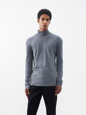 Lemaire - High-neck Cotton-jersey Top - Mens - Grey - L