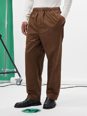 Lemaire - Straight-leg Cotton-satin Trousers - Mens - Brown - L