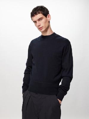 Lemaire - High-neck Wool-blend Sweater - Mens - Dark Navy - XL