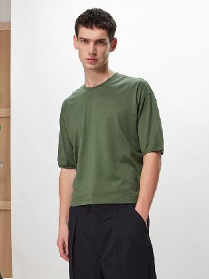 Lemaire - Drop-shoulder Cotton T-shirt - Mens - Green - L