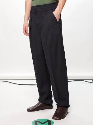 Lemaire - Double-pleat Wool-twill Trousers - Mens - Black - M