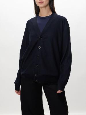 Lemaire - Twisted Wool-blend Cardigan - Womens - Dark Navy - XL