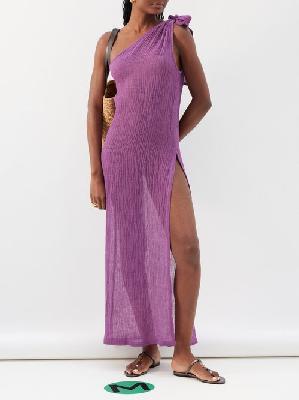 Lisa Marie Fernandez - One-shoulder Linen-blend Dress - Womens - Purple - 4