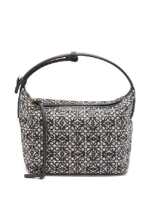 Loewe - Cubi Anagram-jacquard Canvas And Leather Bag - Womens - Black White - ONE SIZE