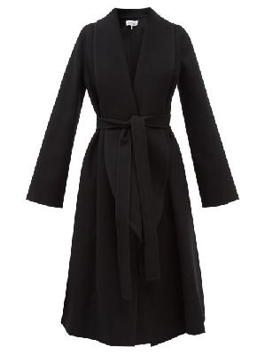 Loewe - Belted Wool-blend Wrap Coat - Womens - Black