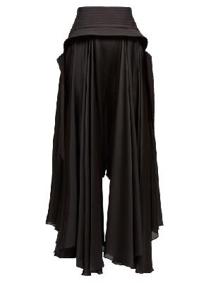 Loewe - Waterfall Cotton Wide-leg Trousers - Womens - Black