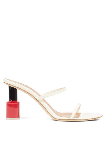 Loewe - Nail-polish Heel Leather Sandals - Womens - White