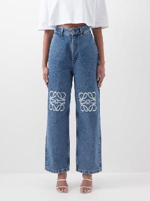 Loewe - Anagram-patch Wide-leg Jeans - Womens - Denim - 34 FR