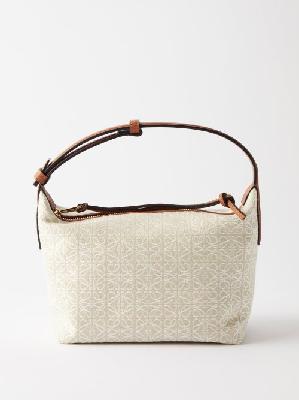 Loewe - Cubi Anagram Jacquard And Leather Shoulder Bag - Womens - Cream - ONE SIZE