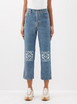 Loewe - Anagram-patch Cropped Jeans - Womens - Denim - 34 FR