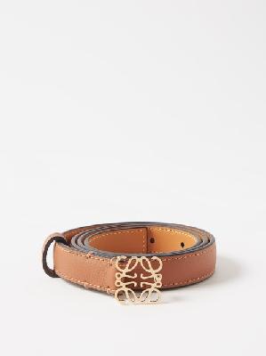 Loewe - Anagram-buckle Leather Belt - Womens - Tan Gold - 65