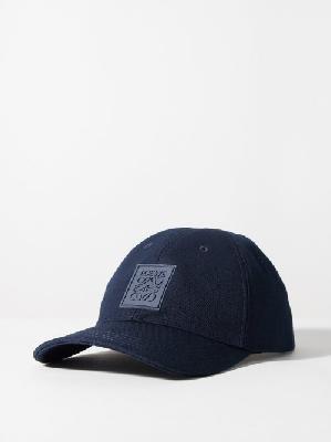Loewe - Logo-patch Cotton-canvas Cap - Mens - Dark Blue - ONE SIZE