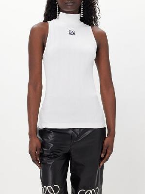 Loewe - Anagram-embroidered Cotton Blend-jersey Tank Top - Womens - White - L