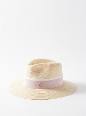 Maison Michel - Henrietta Straw Fedora Hat - Womens - Natural Pink - L