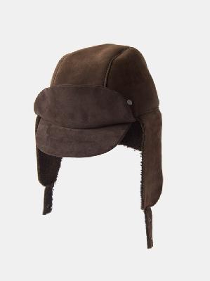 Maison Michel - Agatha Shearling Aviator Hat - Womens - Dark Brown - S