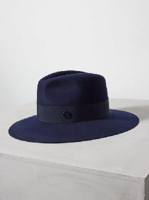 Maison Michel - Henrietta Wool-felt Fedora Hat - Womens - Navy - L