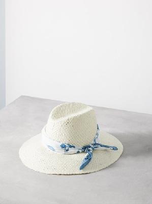 Maison Michel - Kate Woven-straw Hat - Womens - White Blue - L