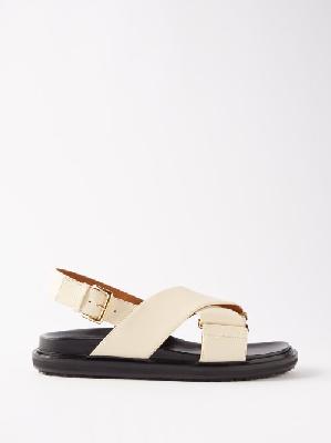 Marni - Fussbett Leather Sandals - Womens - White Black - 35 EU/IT