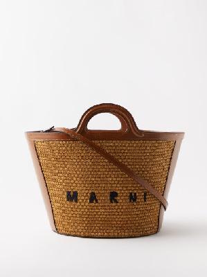 Marni - Tropicalia Small Leather & Faux-raffia Basket Bag - Womens - Tan - ONE SIZE