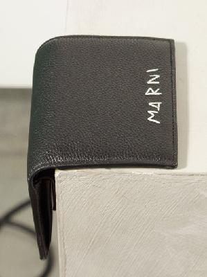 Marni - Logo-embroidered Grained-leather Bi-fold Wallet - Mens - Black - ONE SIZE