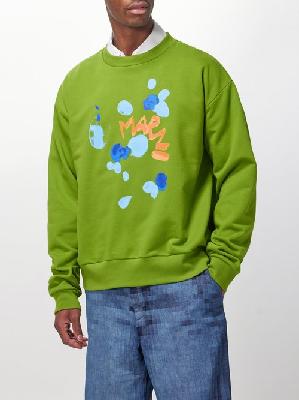 Marni - Dripping Flower Organic-cotton Sweatershirt - Mens - Green - 48 EU/IT