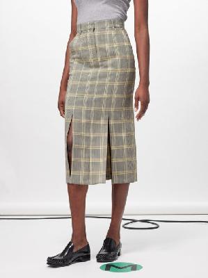 Marni - Checked Wool-blend Midi Skirt - Womens - Grey Multi - 46 IT