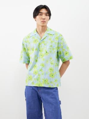 Marni - Floral-print Cotton Short-sleeved Shirt - Mens - Green Multi - 46 EU/IT