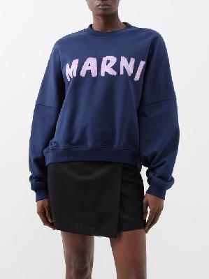 Marni - Logo-print Cotton-jersey Sweatshirt - Womens - Navy - 38 IT
