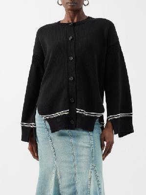 Marni - Knitted-logo Wide-sleeve Cardigan - Womens - Black - 38 IT