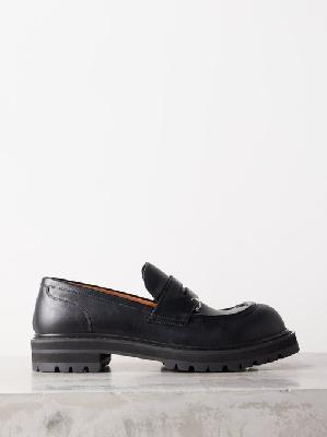 Marni - Pierced Leather Penny Loafers - Mens - Black - 40 EU