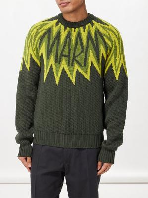 Marni - Fire Island-jacquard Cotton Sweater - Mens - Green Multi - 50 EU/IT